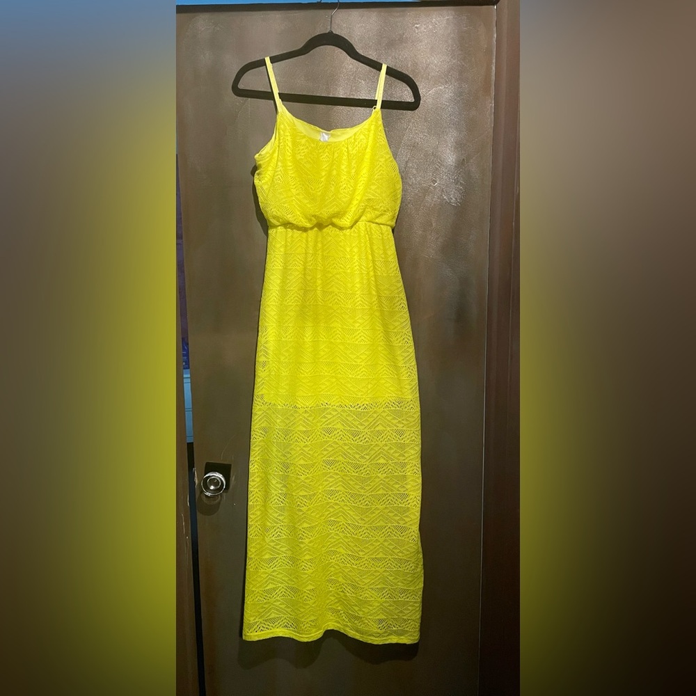 Bright Yellow Lace Maxi Dress - Women